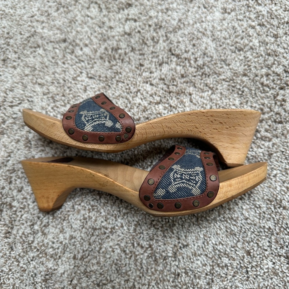 Celine Brown and Blue Heeled Sandals - Picture 3 of 4